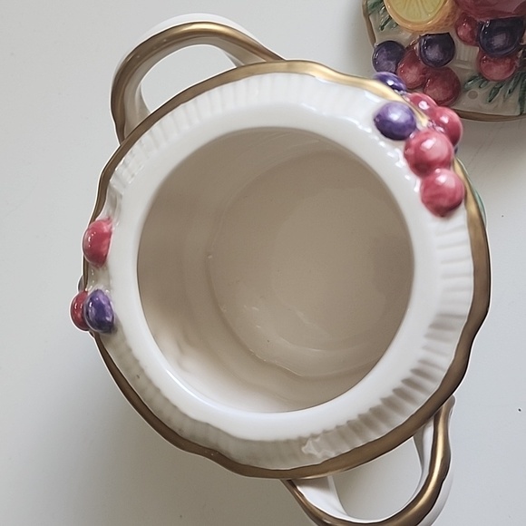 Fitz and Floyd Classics 1990 Winter Spice Christmas Sugar bowl with lid - Picture 7 of 8